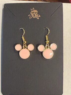 Pink Enamel Mickey Mouse Icon Earrings